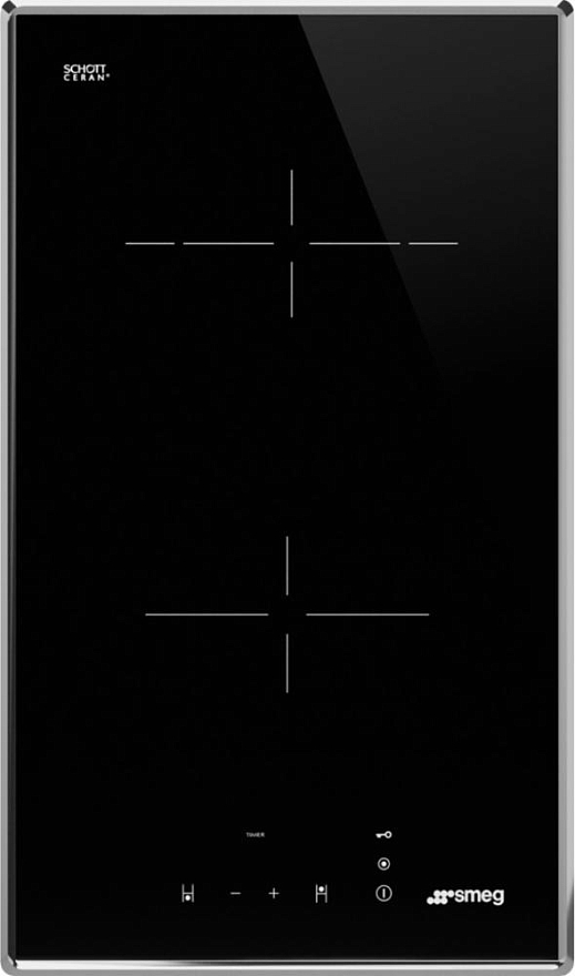 SMEG SE232TX1 Cтеклокерамическая варочная панель, 30 см, прямой край в рамке из нержавеющей стали