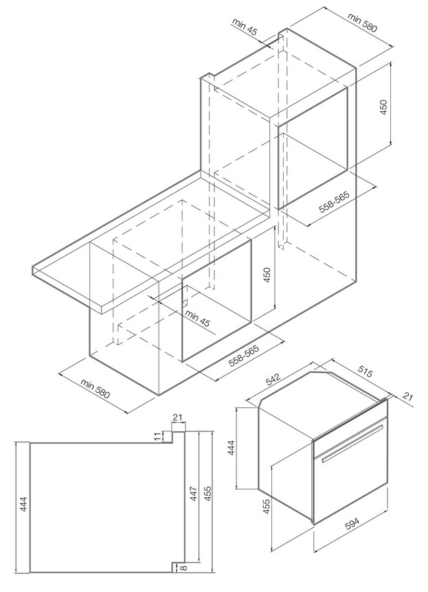 Компактный духовой шкаф с свч и грилем классик Graude BWGK 45.0 S