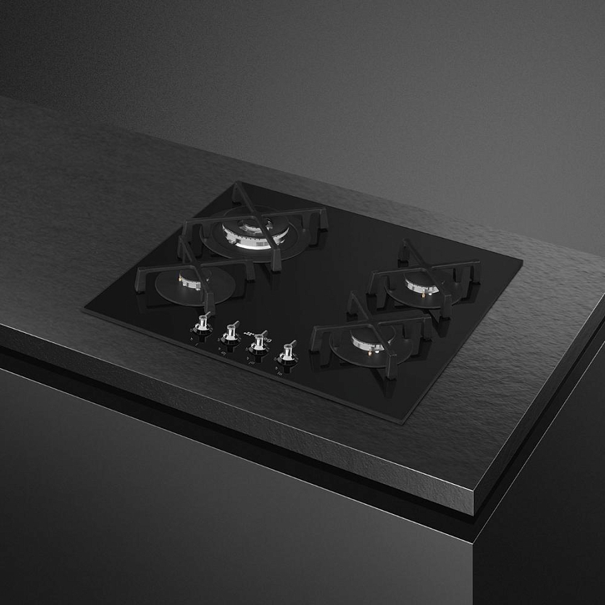 SMEG PV364N Газовая варочная панель, 60 см, чёрное стекло, прямой край