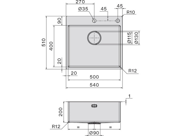 Мойка Falmec SGA5000F.00#SSF 540x510