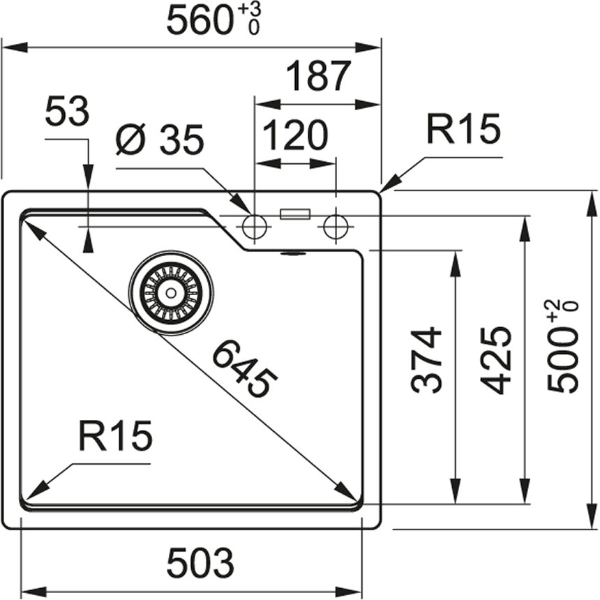 Мойка UBG 610-56 черный матовый стоп-вент